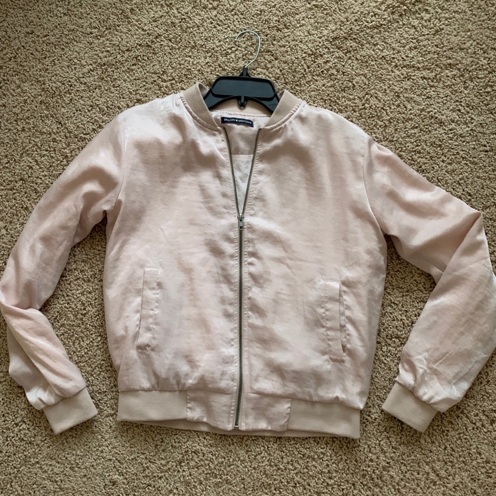 Brandy Melville Pink Satin Bomber